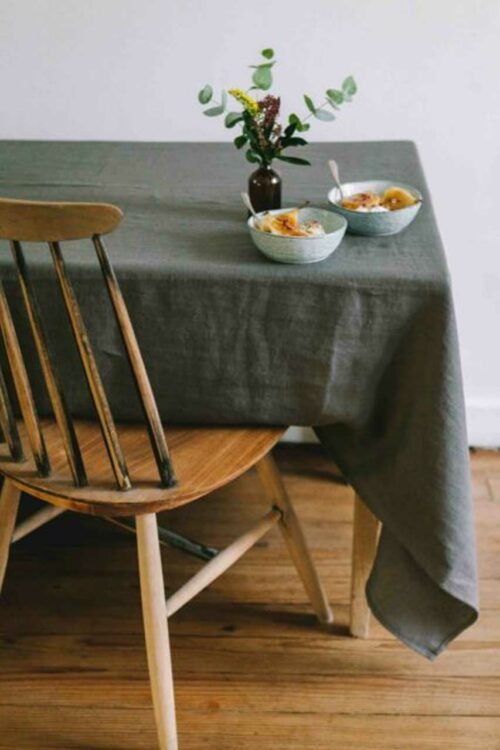 nappe gris cuisine salon salle à manger table déco lin made in France naturelle