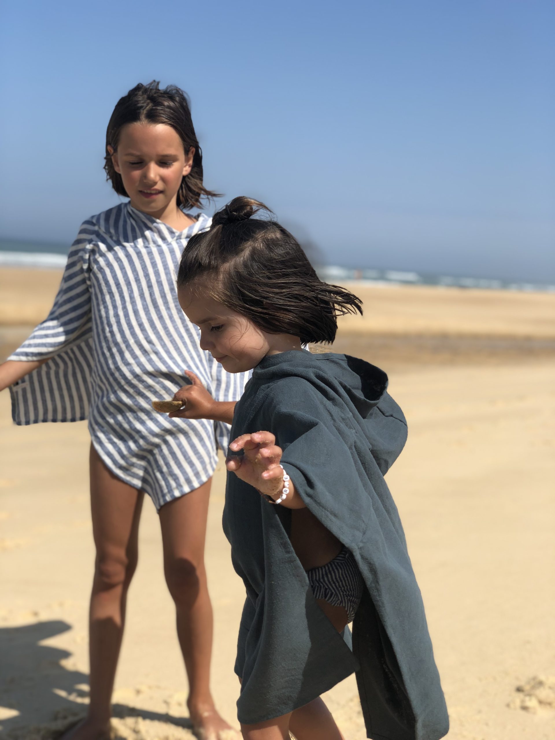 Poncho de plage Enfant Bleu Pétrole - Pol et Rosa